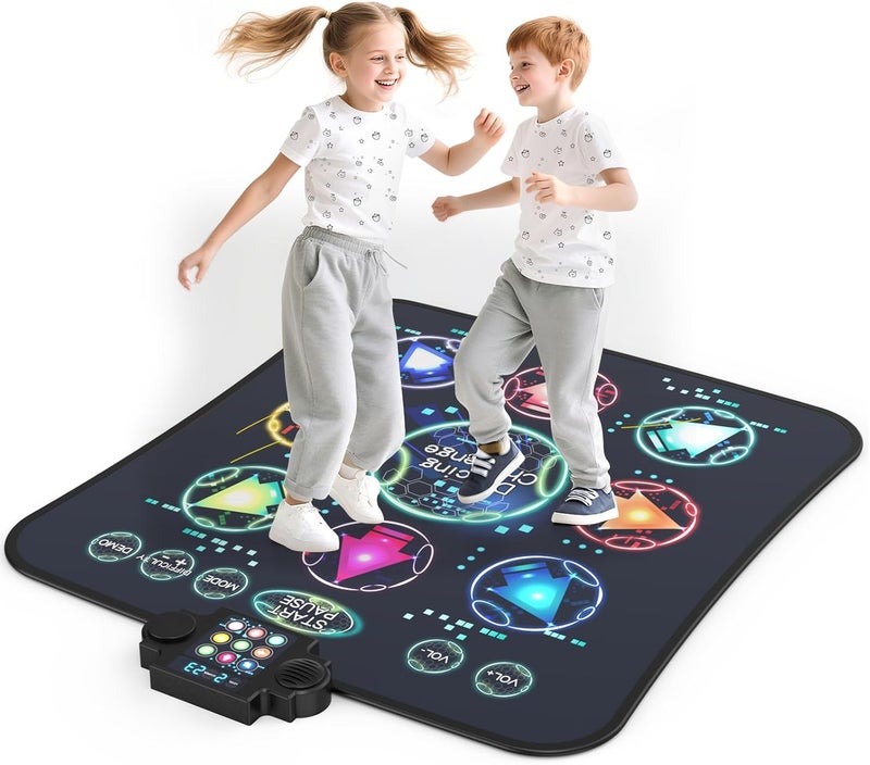 JOYCUDDLE حصيرة رقص مطورة للأطفال من 3-12 سنة، وسادة رقص إلكترونية مع 9 أزرار LED مضيئة، 3 أوضاع للعبة، حجم صوت قابل للتعديل 7 مستويات، ألعاب للبنات والأولاد - Image 1